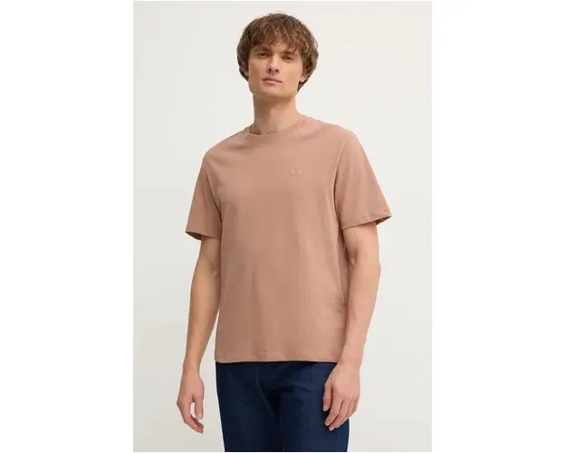 Pepe Jeans tricou din bumbac Connor barbati, culoarea maro, neted, PM509206