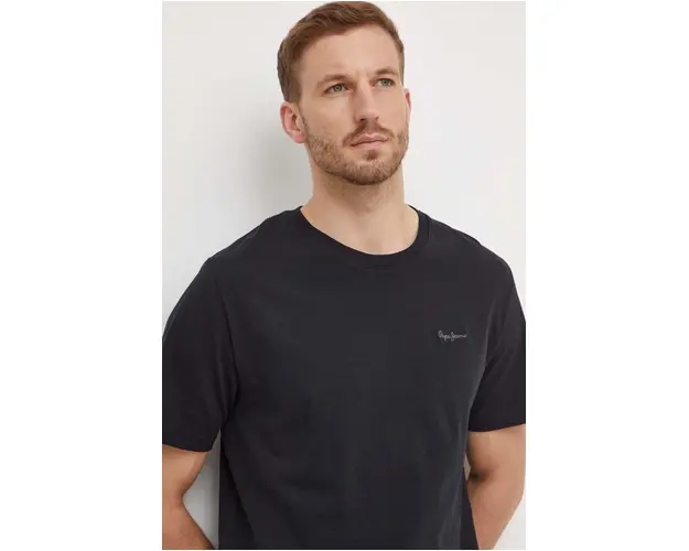 Pepe Jeans tricou din bumbac Connor barbati, culoarea negru, neted