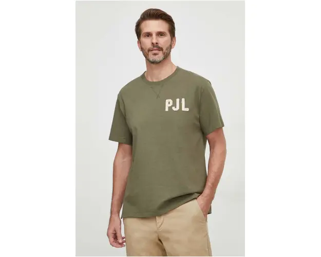 Pepe Jeans tricou din bumbac barbati, culoarea verde, cu imprimeu