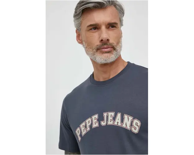 Pepe Jeans tricou din bumbac barbati, culoarea gri, cu imprimeu