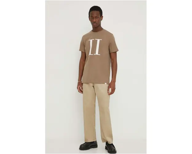 Les Deux tricou din bumbac barbati, culoarea bej, cu imprimeu