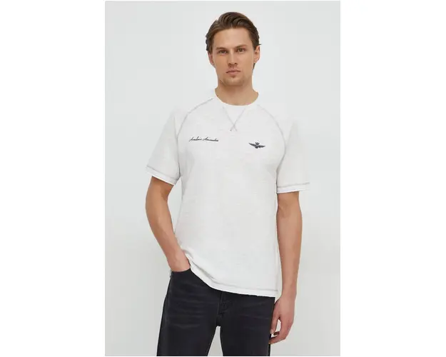 Aeronautica Militare tricou din bumbac barbati, culoarea alb, neted