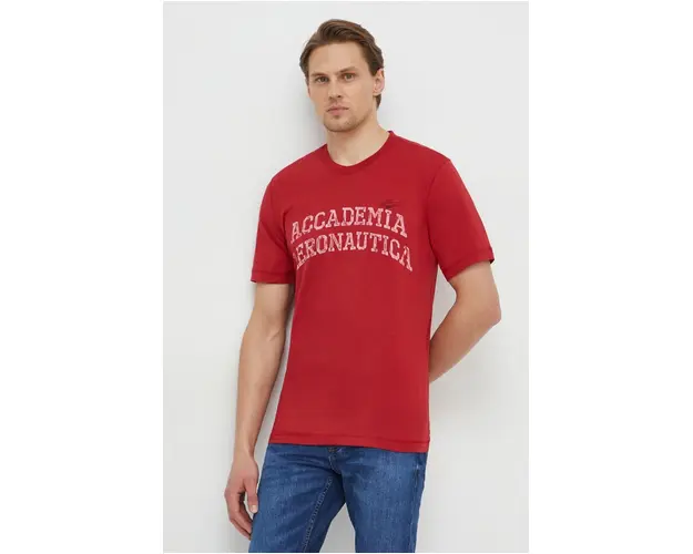 Aeronautica Militare tricou din bumbac barbati, culoarea rosu, cu imprimeu