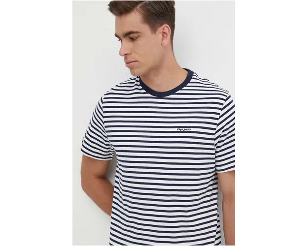 Pepe Jeans tricou din bumbac barbati, culoarea alb, modelator