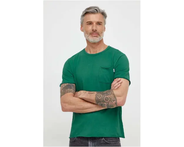 Pepe Jeans tricou din bumbac Single Carrinson barbati, culoarea verde, neted