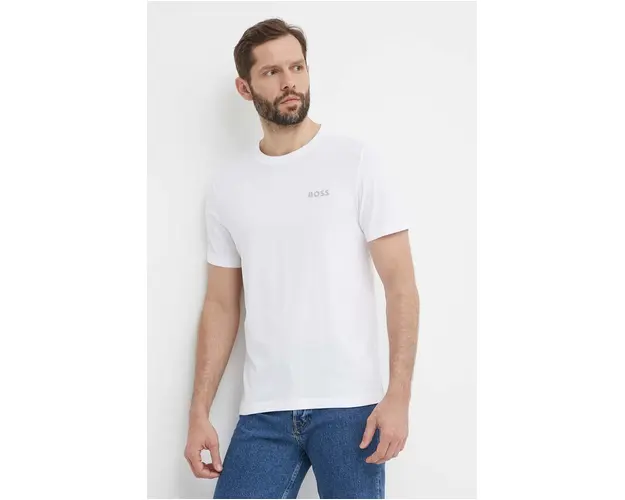 BOSS Green tricou din bumbac barbati, culoarea alb, uni 50515620