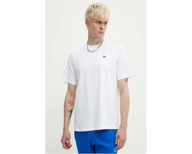 Wood Wood tricou din bumbac Bobby Double Logo barbati, culoarea alb, uni, 12345701.2512