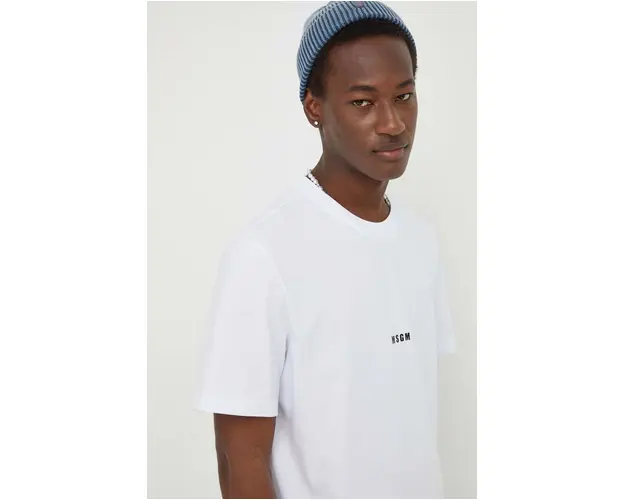 MSGM tricou din bumbac barbati, culoarea alb, uni 2000MM500.200002