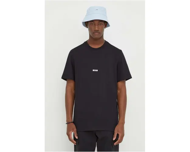 MSGM tricou din bumbac barbati, culoarea negru, uni 2000MM500.200002