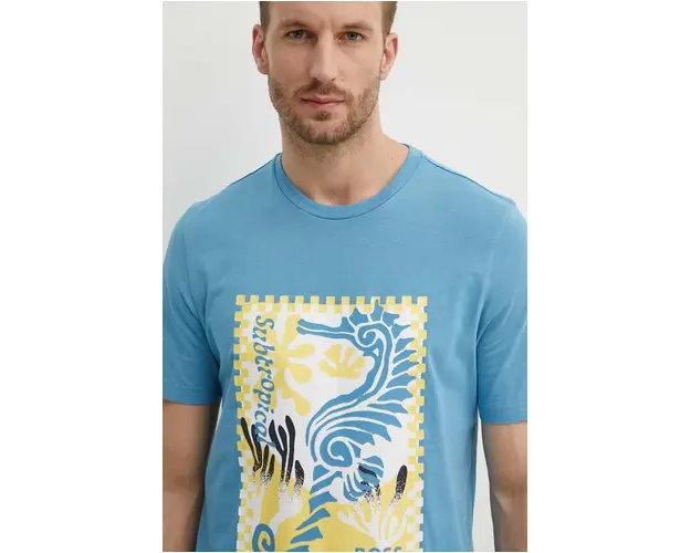 BOSS Orange tricou din bumbac barbati, cu imprimeu 50516003