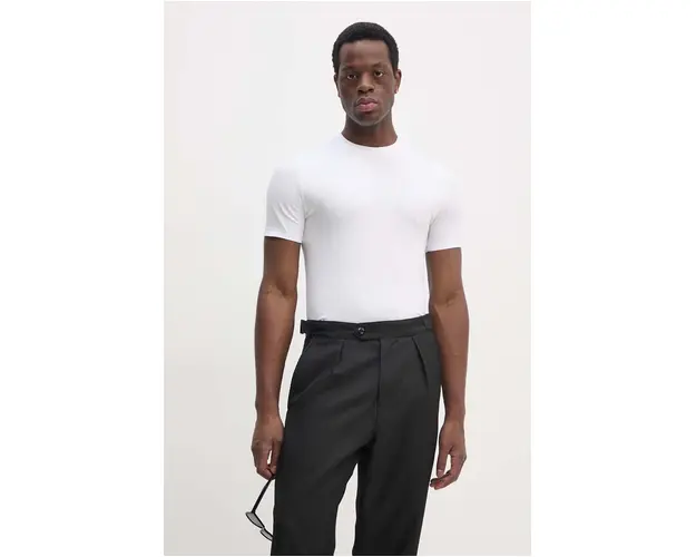 United Colors of Benetton tricou barbati, culoarea alb, neted