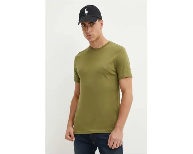 United Colors of Benetton tricou din bumbac barbati, culoarea verde, neted