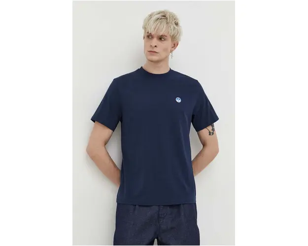 North Sails tricou din bumbac barbati, culoarea albastru marin, neted