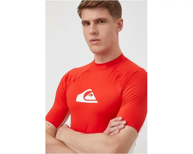Quiksilver tricou barbati, culoarea rosu, cu imprimeu, T-SHIRT DO PŁYWANIA