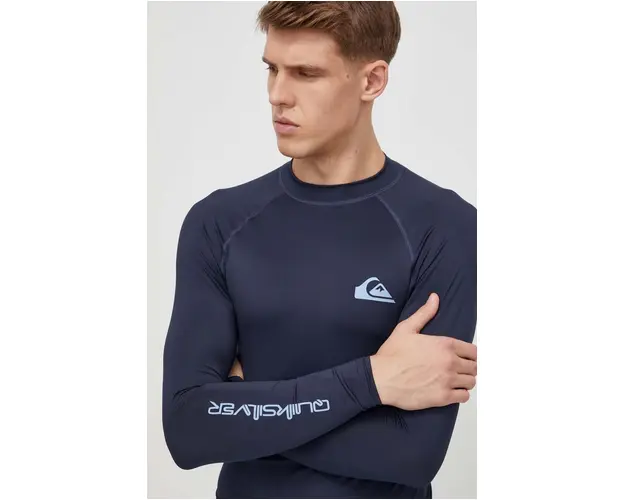 Quiksilver longsleeve barbati, culoarea albastru marin, cu imprimeu