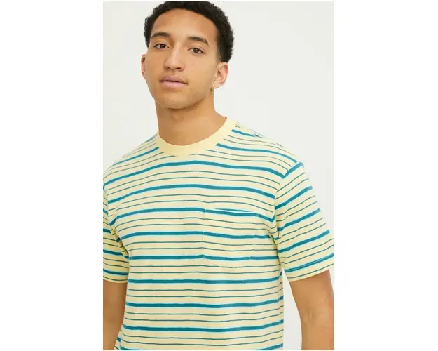 Quiksilver tricou din bumbac barbati, culoarea galben, modelator