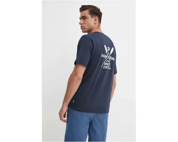 Pepe Jeans tricou din bumbac CALLUM barbati, culoarea albastru marin, cu imprimeu, PM509370