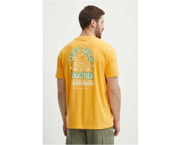 Napapijri tricou din bumbac S-Boyd barbati, culoarea portocaliu, cu imprimeu, NP0A4HQFY1J1