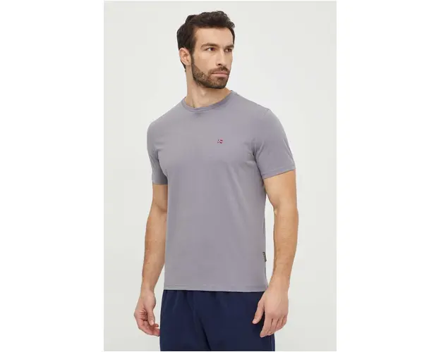 Napapijri tricou din bumbac barbati, culoarea gri, neted