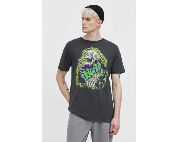 Volcom tricou din bumbac barbati, culoarea gri, cu imprimeu