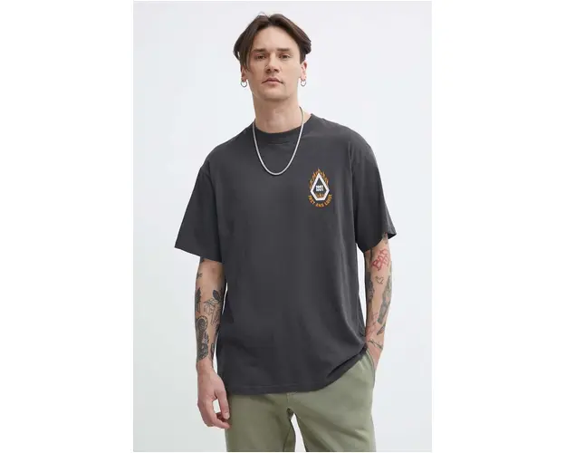 Volcom tricou din bumbac barbati, culoarea gri, cu imprimeu