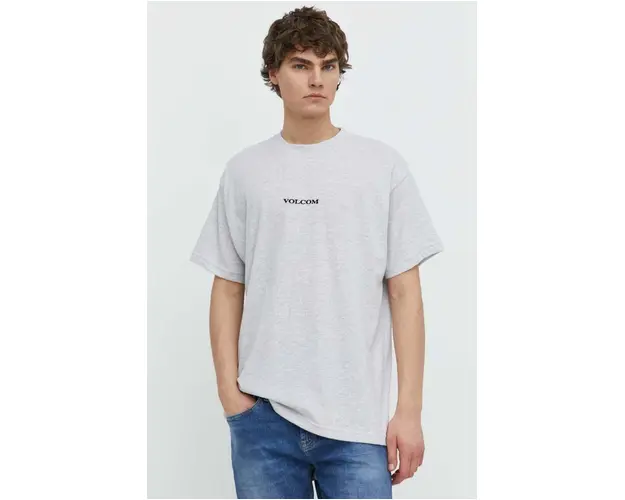 Volcom tricou din bumbac barbati, culoarea gri, cu imprimeu