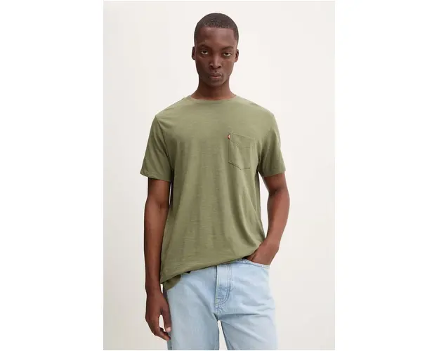 Levi's tricou din bumbac barbati, culoarea verde, modelator