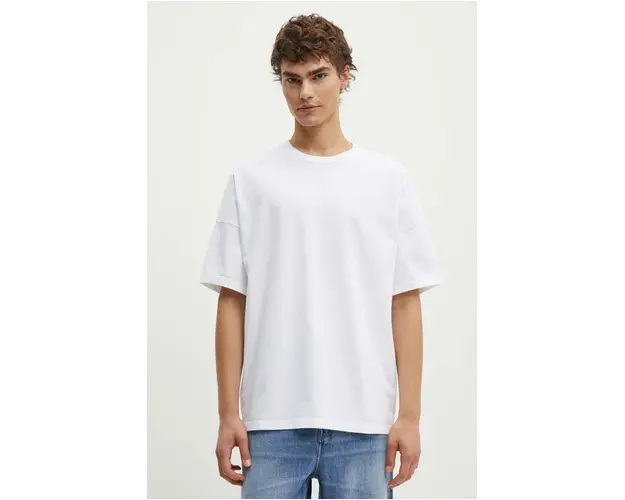 American Vintage tricou din bumbac barbati, culoarea alb, neted