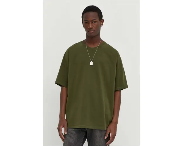 American Vintage tricou din bumbac barbati, culoarea verde, neted