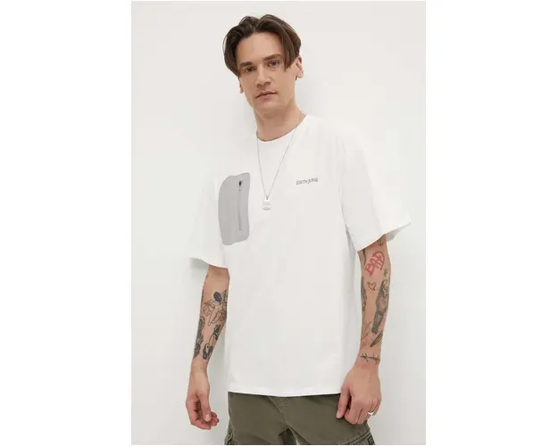 Sixth June tricou din bumbac barbati, culoarea alb, neted