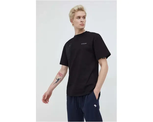 Sixth June tricou din bumbac barbati, culoarea negru, neted