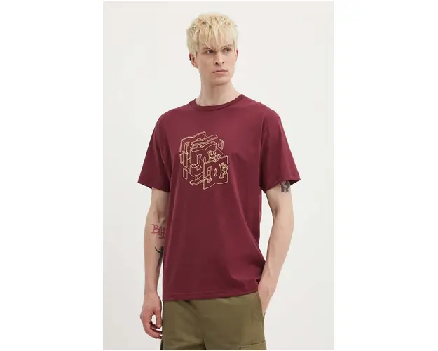 DC tricou din bumbac Rebuild barbati, culoarea bordo, cu imprimeu, ADYZT05337