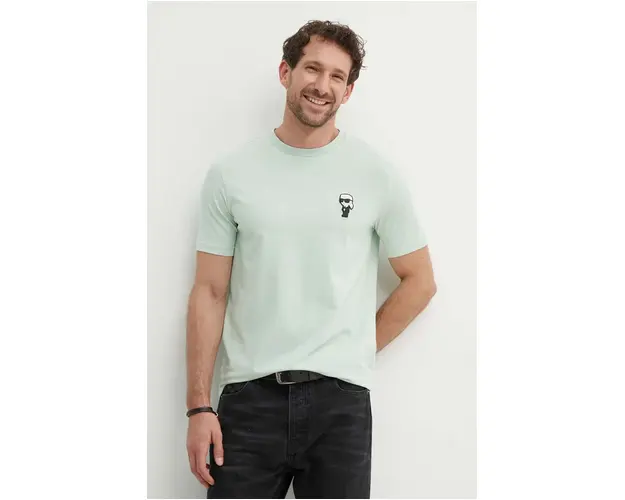 Karl Lagerfeld tricou barbati, culoarea turcoaz, cu imprimeu, 542221.755027