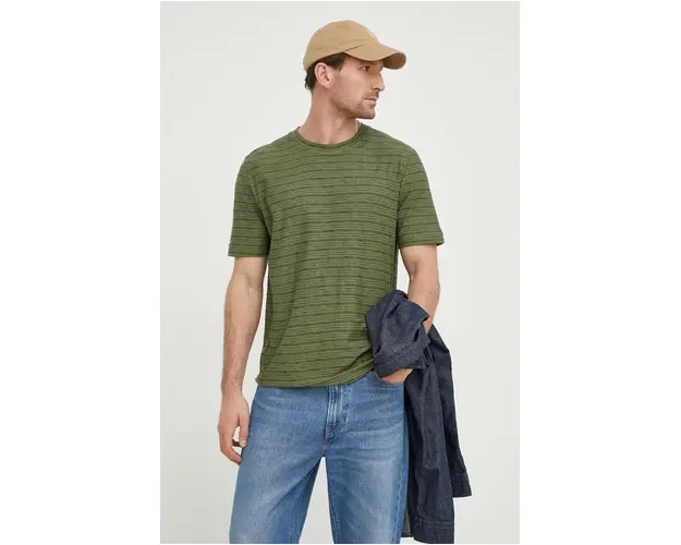 Marc O'Polo tricou din bumbac barbati, culoarea verde, modelator