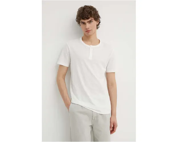 Marc O'Polo tricou din bumbac barbati, culoarea alb, neted