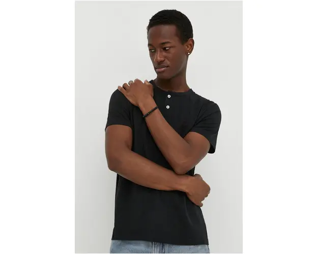 Marc O'Polo tricou din bumbac barbati, culoarea negru, neted