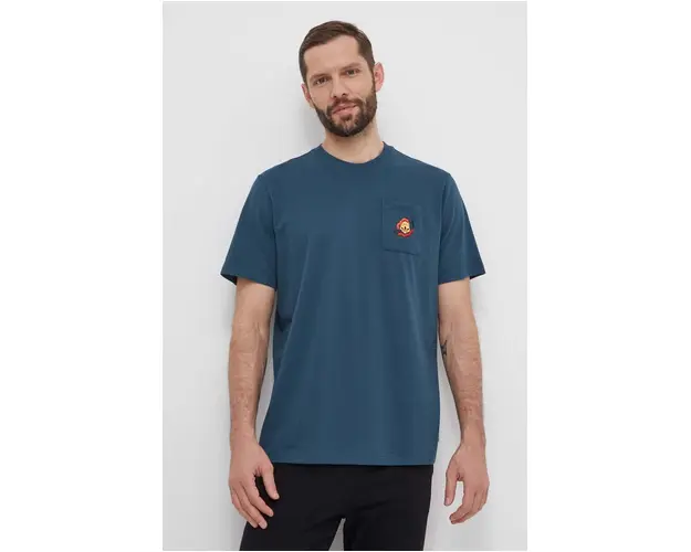 adidas Originals tricou din bumbac barbati, culoarea turcoaz, cu imprimeu, IS2919