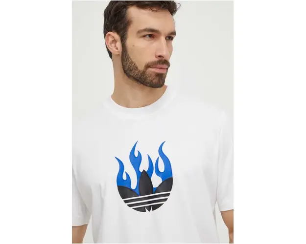 adidas Originals tricou din bumbac barbati, culoarea alb, cu imprimeu, IS2944