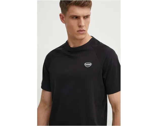 Hummel tricou din bumbac hmlLGC KAI REGULAR HEAVY T-SHIRT barbati, culoarea negru, cu imprimeu, 223989