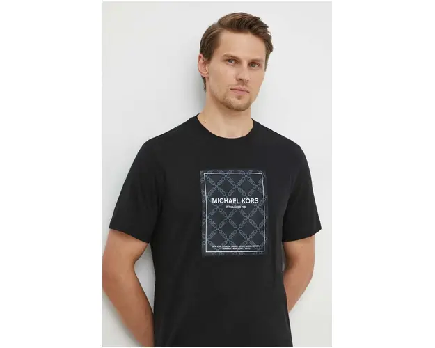 Michael Kors tricou din bumbac barbati, culoarea negru, cu imprimeu