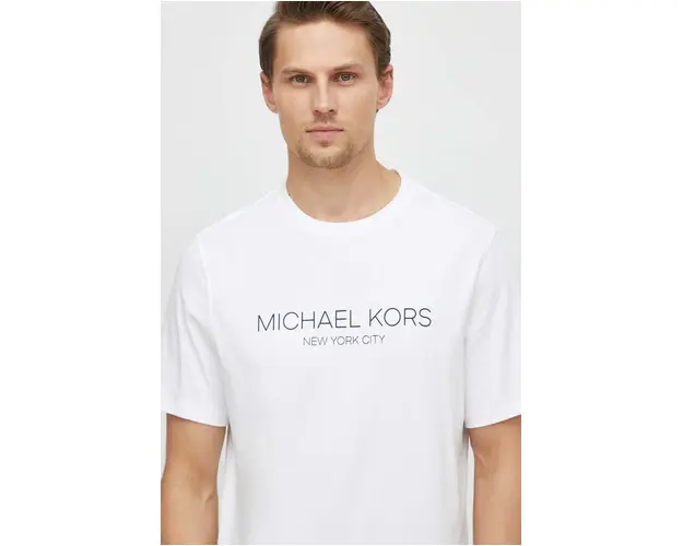 Michael Kors tricou din bumbac barbati, culoarea alb, cu imprimeu