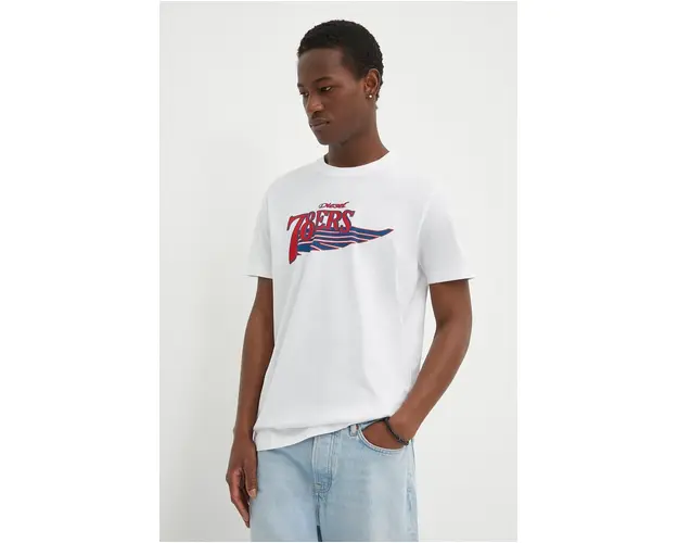 Diesel tricou din bumbac T-DIEGOR-K75 barbati, culoarea alb, cu imprimeu, A12503.0GRAI