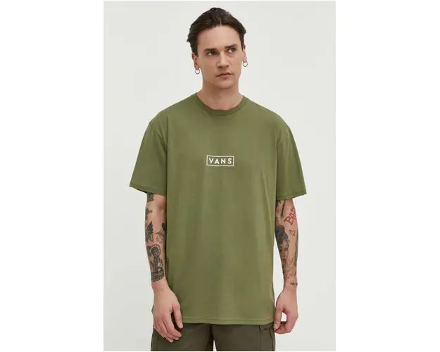 Vans tricou din bumbac barbati, culoarea verde, cu imprimeu
