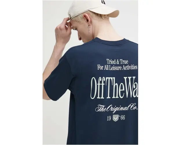 Vans tricou din bumbac barbati, culoarea albastru marin, cu imprimeu