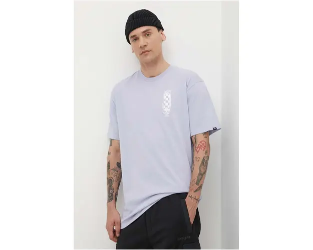 Vans tricou din bumbac barbati, culoarea violet, cu imprimeu