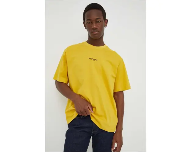G-Star Raw tricou din bumbac barbati, culoarea galben, cu imprimeu