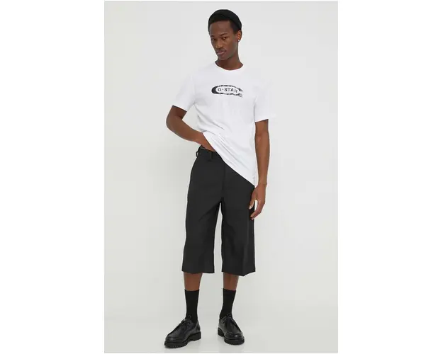 G-Star Raw tricou din bumbac barbati, culoarea alb, cu imprimeu