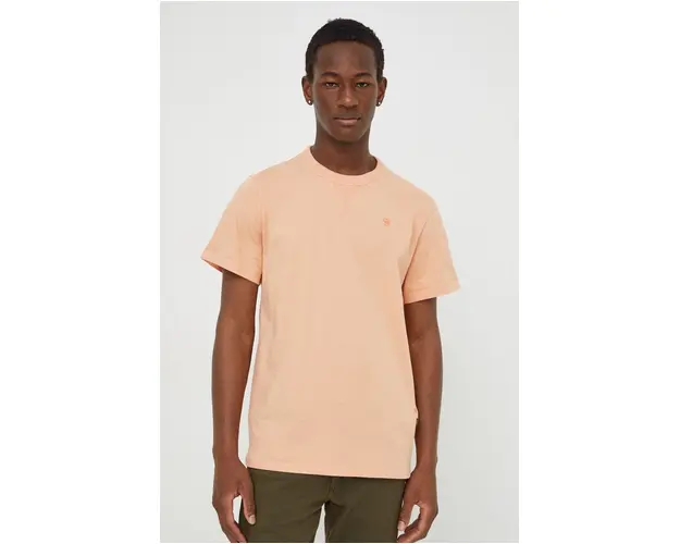 G-Star Raw tricou din bumbac barbati, culoarea portocaliu, neted
