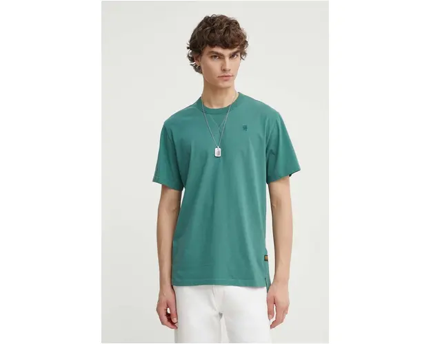 G-Star Raw tricou din bumbac barbati, culoarea verde, neted