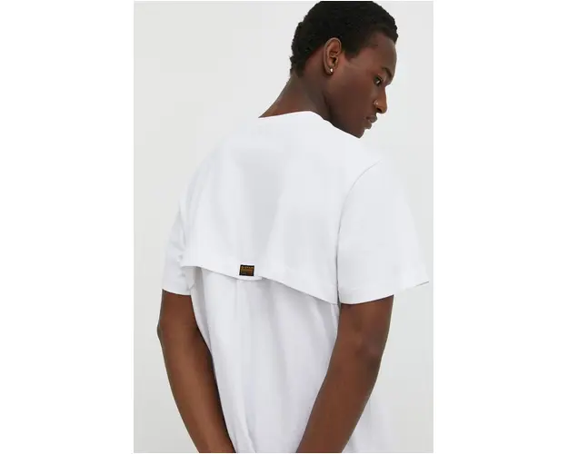 G-Star Raw tricou din bumbac barbati, culoarea alb, neted